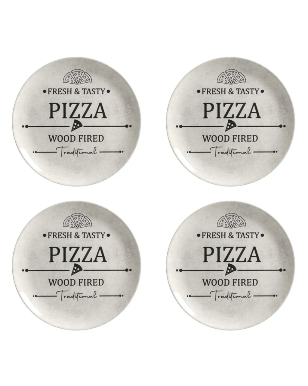 Conjunto com 4 Pratos Rasos de Pizza