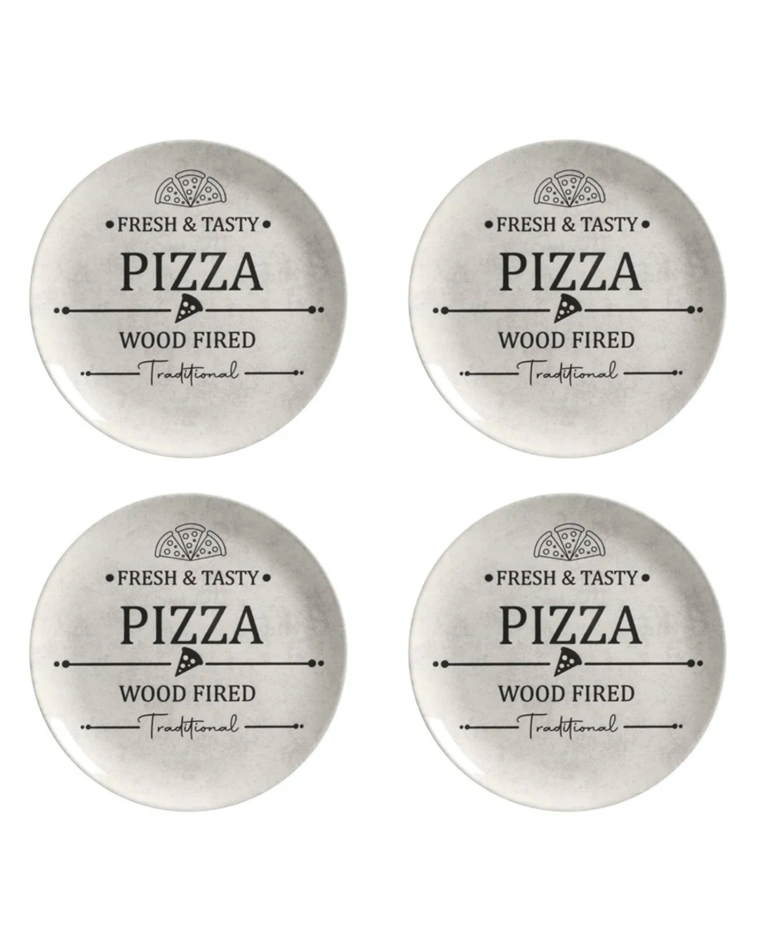 Conjunto com 4 Pratos Rasos de Pizza