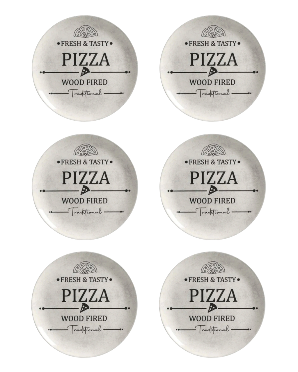 Conjunto com 6 Pratos Rasos de Pizza
