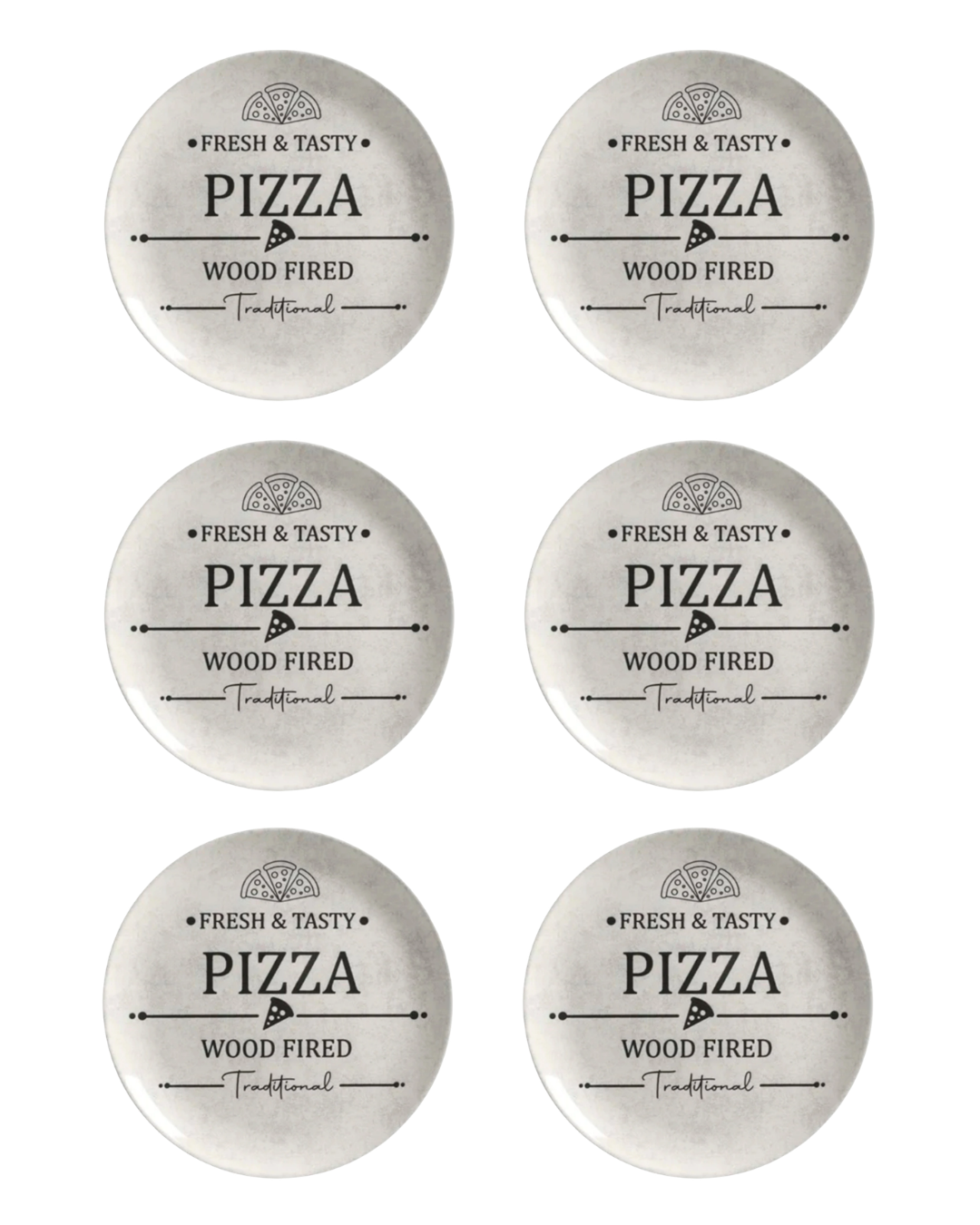 Conjunto com 6 Pratos Rasos de Pizza
