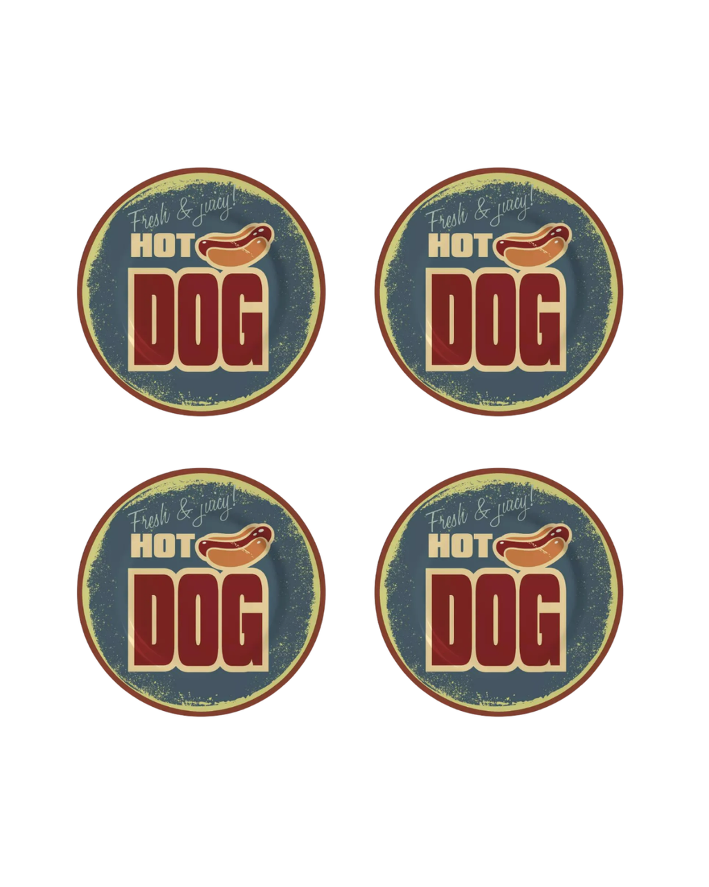 Conjunto com 4 Pratos de Sobremesa Hot Dog