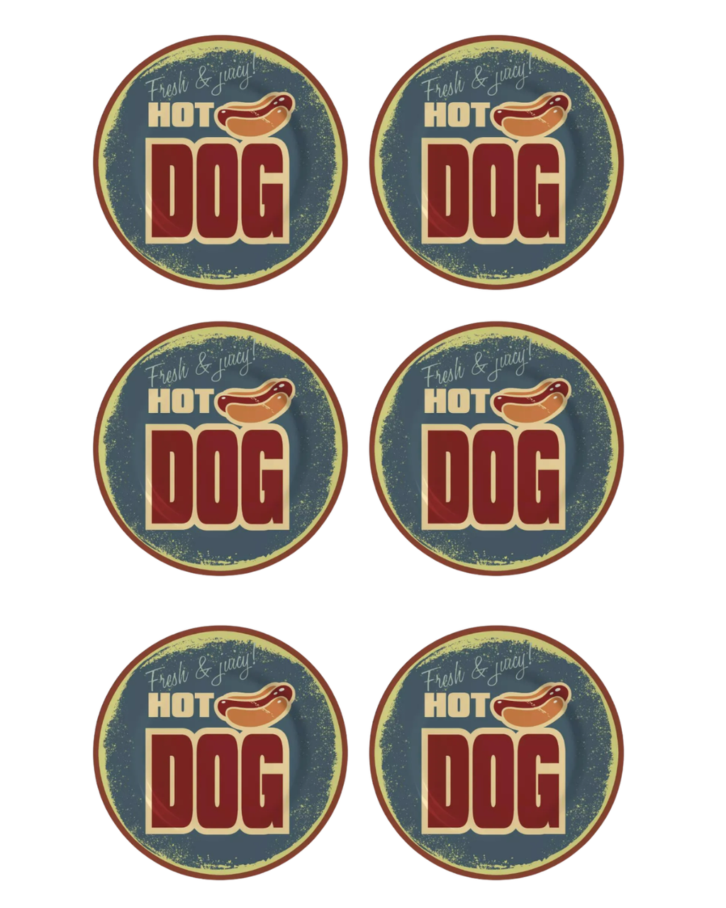 Conjunto com 6 Pratos de Sobremesa Hot Dog
