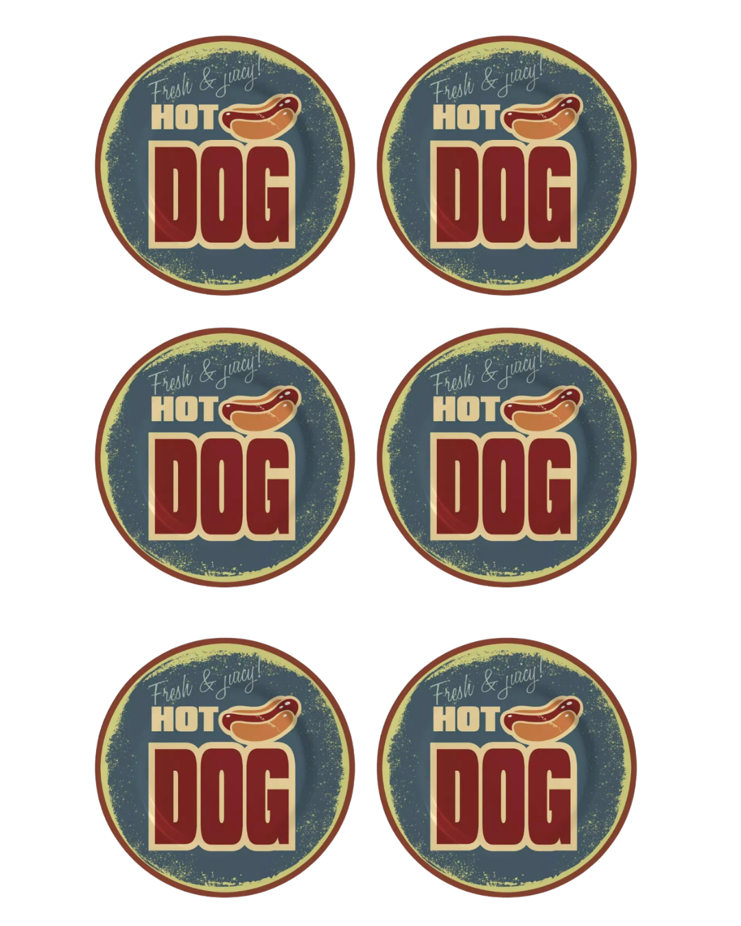 Conjunto com 6 Pratos de Sobremesa Hot Dog