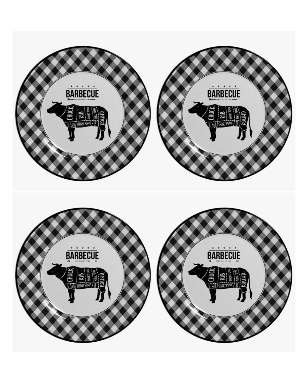 Conjunto com 4 Pratos Rasos de Churrasco