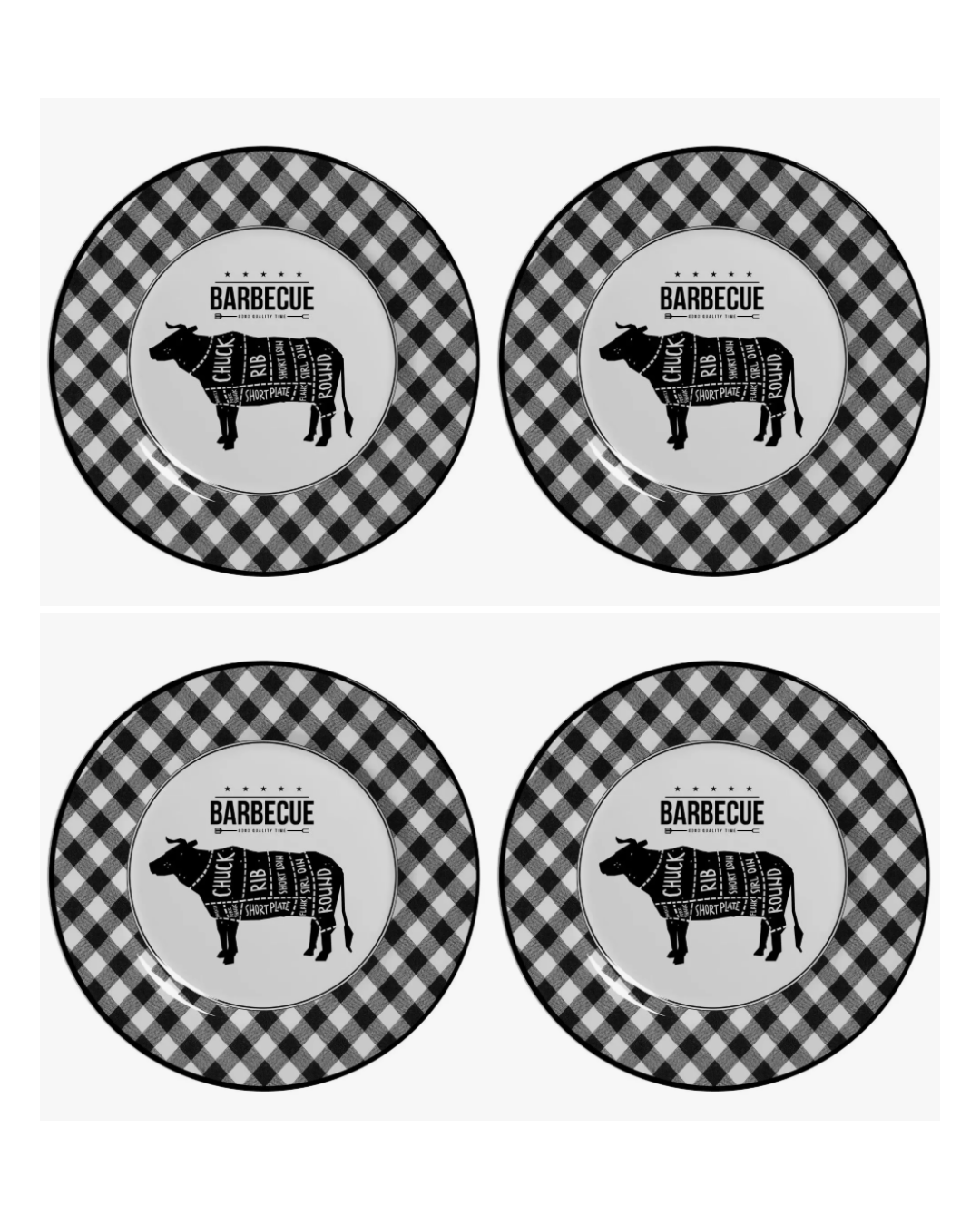 Conjunto com 4 Pratos Rasos de Churrasco