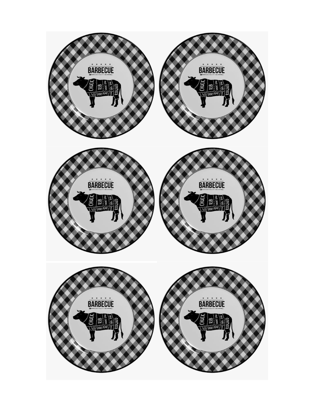 Conjunto com 6 Pratos Rasos de Churrasco