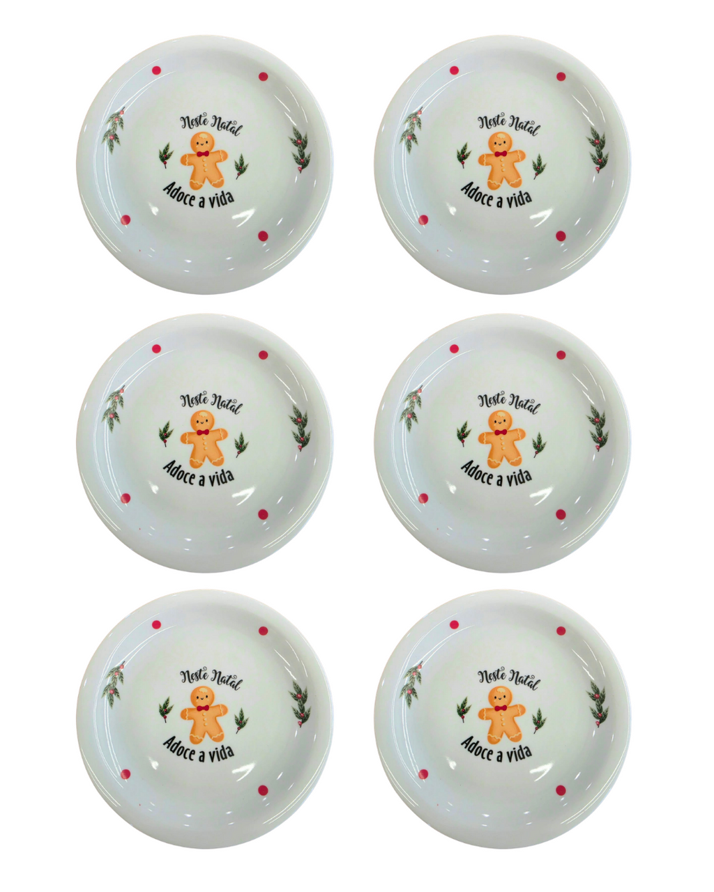 Conjunto com 6 Pratos de Sobremesa Gingerbread