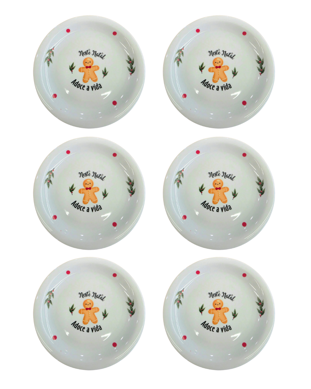 Conjunto com 6 Pratos de Sobremesa Gingerbread