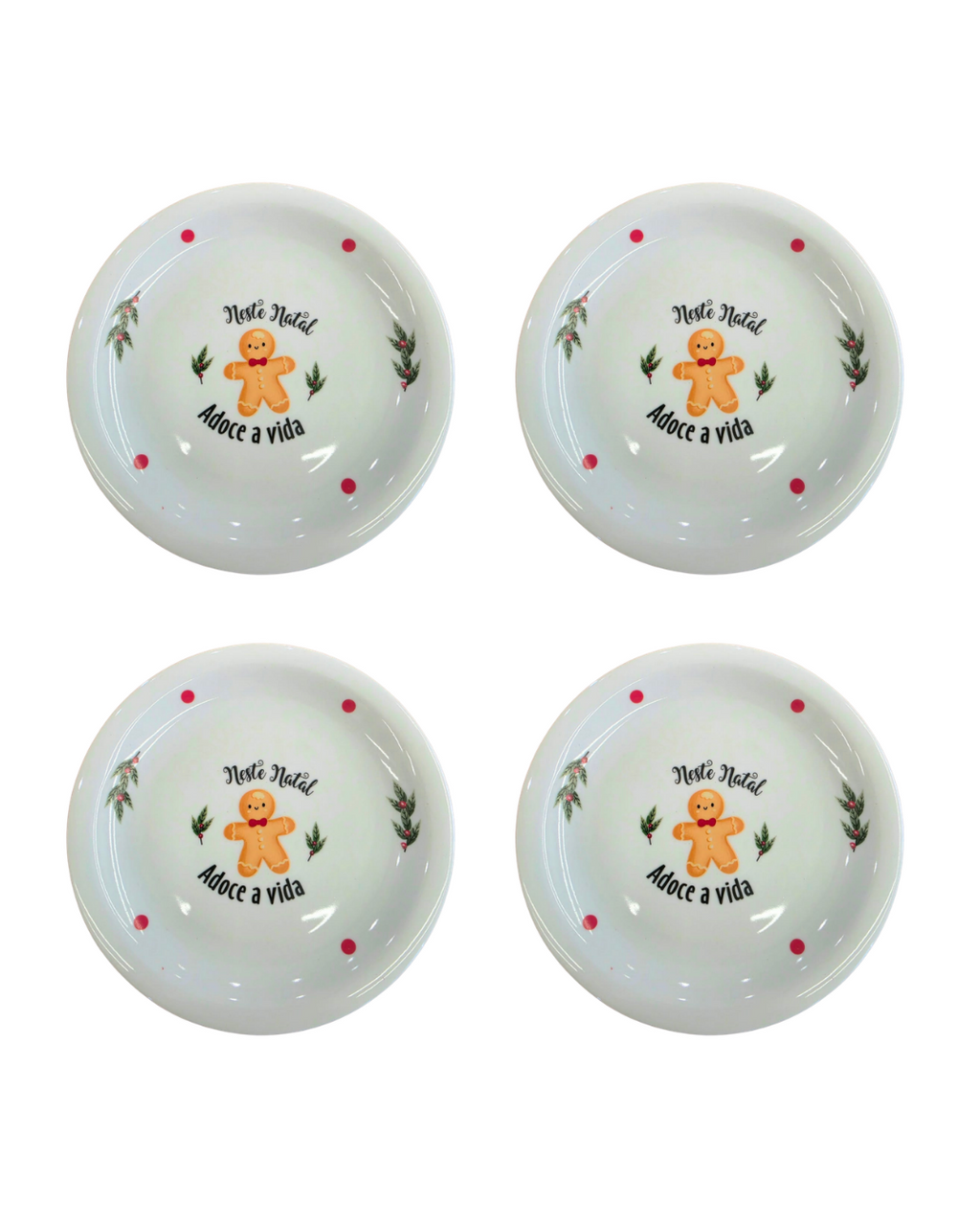 Conjunto com 4 Pratos de Sobremesa Gingerbread