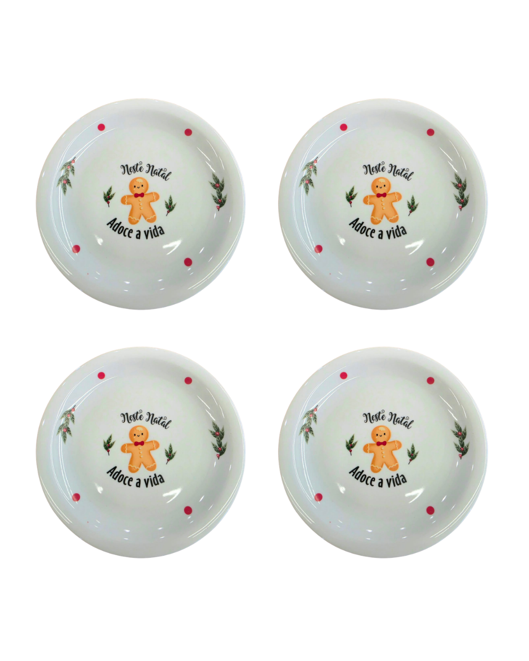 Conjunto com 4 Pratos de Sobremesa Gingerbread