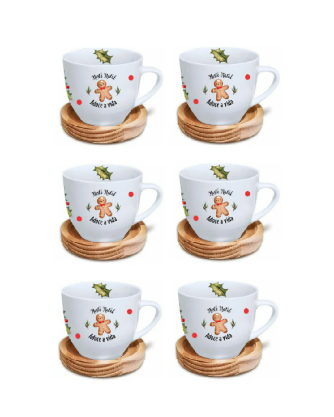 Conjunto com 6 Xícaras Gingerbread